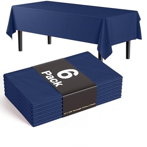Exquisite Ivory Plastic Table Cloth Disposable 6 Pack - 54 x 108 Inch Rectangle Tablecloth for 6 Foot Tables - Waterproof Table Cover for Party Wedding Birthday Graduation BBQ Catering
