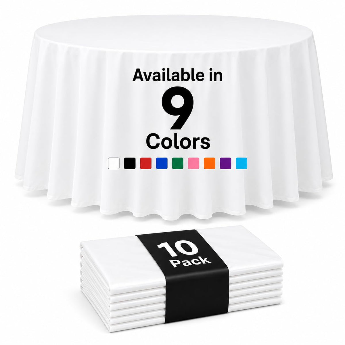 Auros 10-Pack White Plastic Tablecloths 54x108, Fits 6-8FT Rectangle Tables