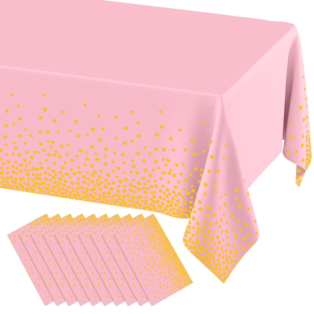 misaya 3 Packs Disposable Plastic Table Cloth, Gold Dots in White