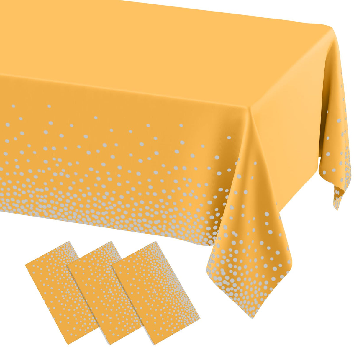 misaya 3 Packs Disposable Plastic Table Cloth, Gold Dots in White