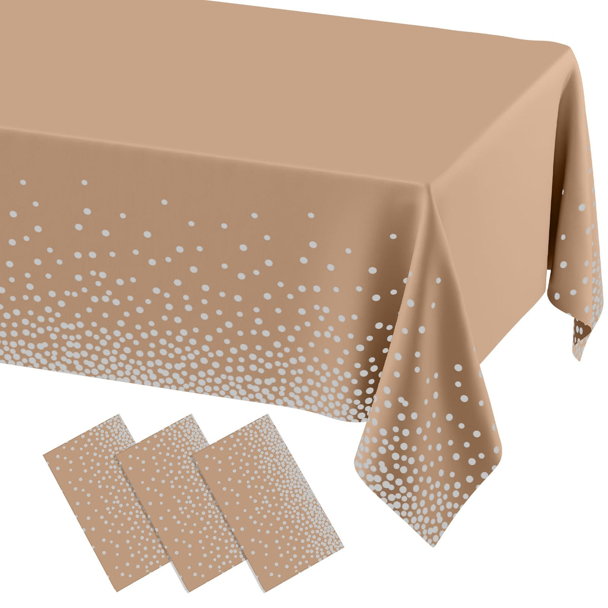 misaya 3 Packs Disposable Plastic Table Cloth, Gold Dots in White