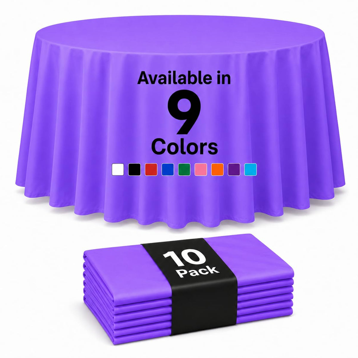 Auros 10-Pack White Plastic Tablecloths 54x108, Fits 6-8FT Rectangle Tables