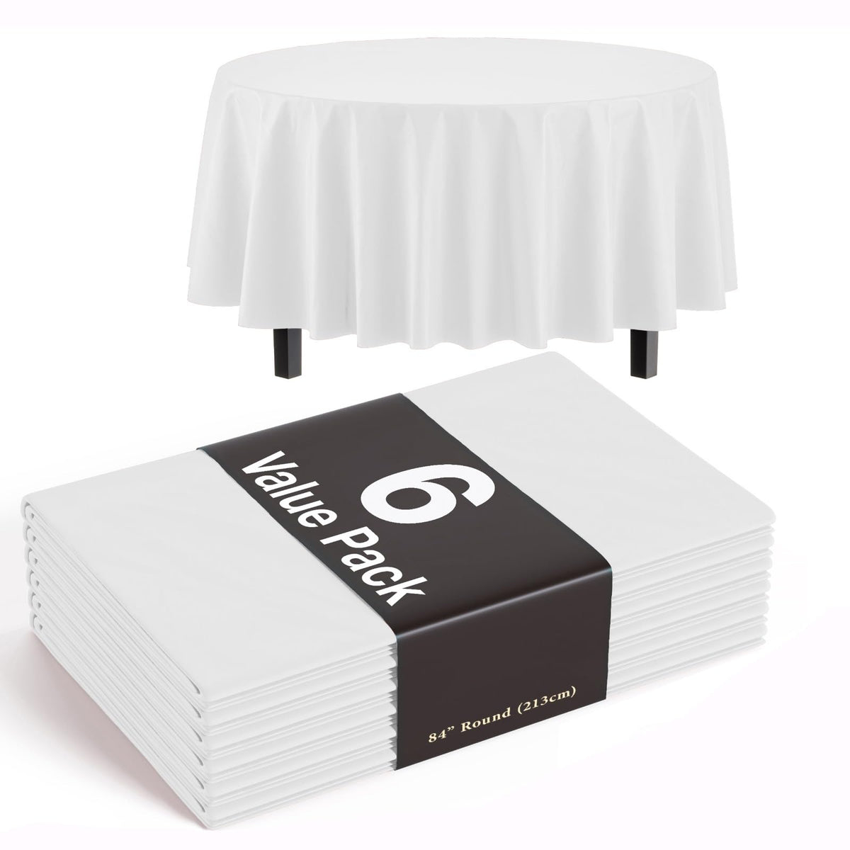 Exquisite Ivory Plastic Table Cloth Disposable 6 Pack - 54 x 108 Inch Rectangle Tablecloth for 6 Foot Tables - Waterproof Table Cover for Party Wedding Birthday Graduation BBQ Catering