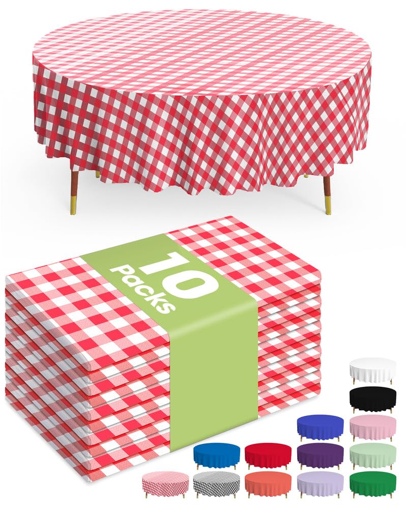 Pureegg Plastic Table Cloth Disposable 10 Pack, 54 x 108 Inch Table Cloths, Patriotic Decorations, Thanksgiving, Veterans Day Tablecloths, Rectangle, Plastic Cover, Leakproof & Sturdy, Navy Blue