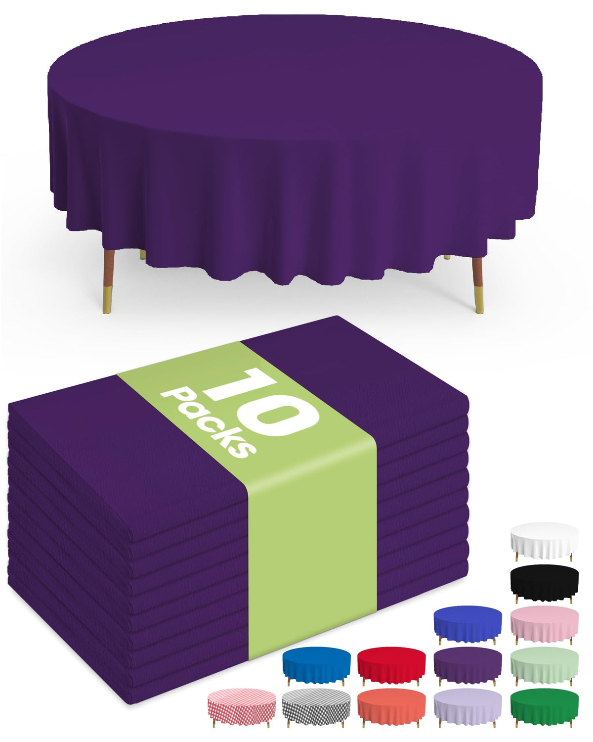 Pureegg Plastic Table Cloth Disposable 10 Pack, 54 x 108 Inch Table Cloths, Halloween Party Decorations, Summerween Decor, Halloween Tablecloths, Rectangle, Plastic Cover, Leakproof & Sturdy, Black
