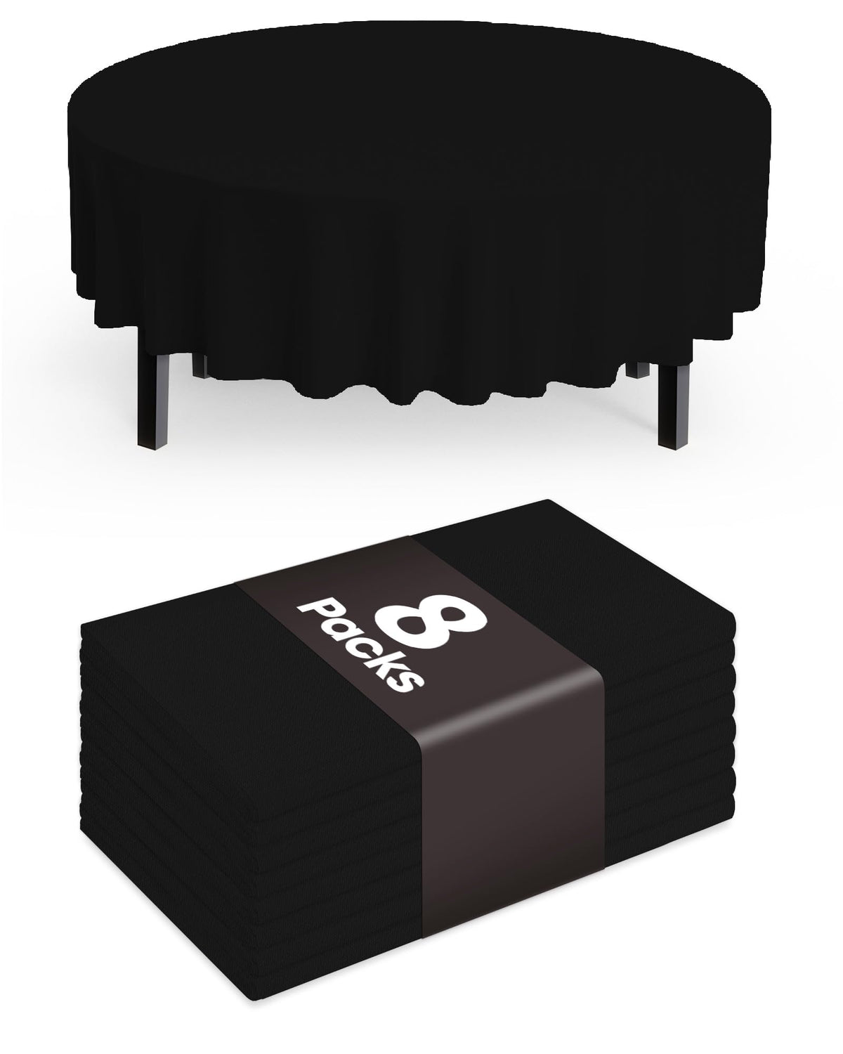 Pureegg Plastic Table Cloth Disposable 8 Pack, 54 x 108 Inch Table Cloths, Graduation Decorations Class of 2025, Graduation Party Tablecloths, Rectangle, Plastic Cover, Leakproof & Sturdy, Black