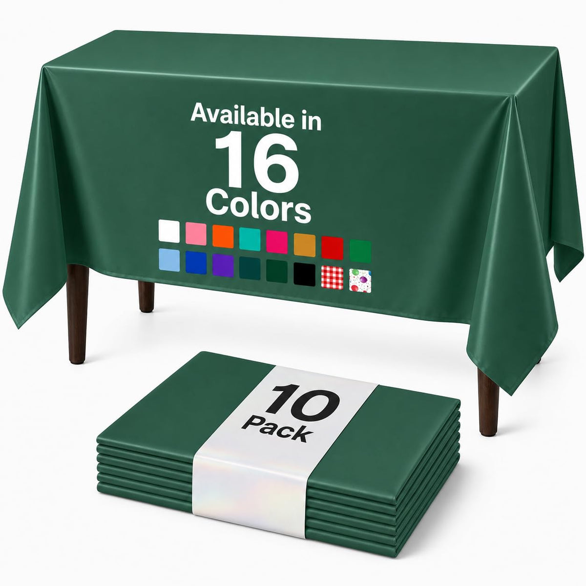 Auros 10-Pack White Plastic Tablecloths 54x108, Fits 6-8FT Rectangle Tables