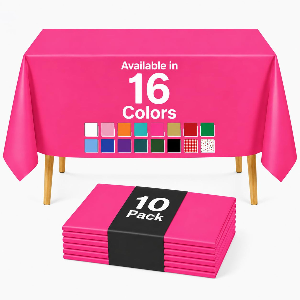 Auros 10-Pack White Plastic Tablecloths 54x108, Fits 6-8FT Rectangle Tables