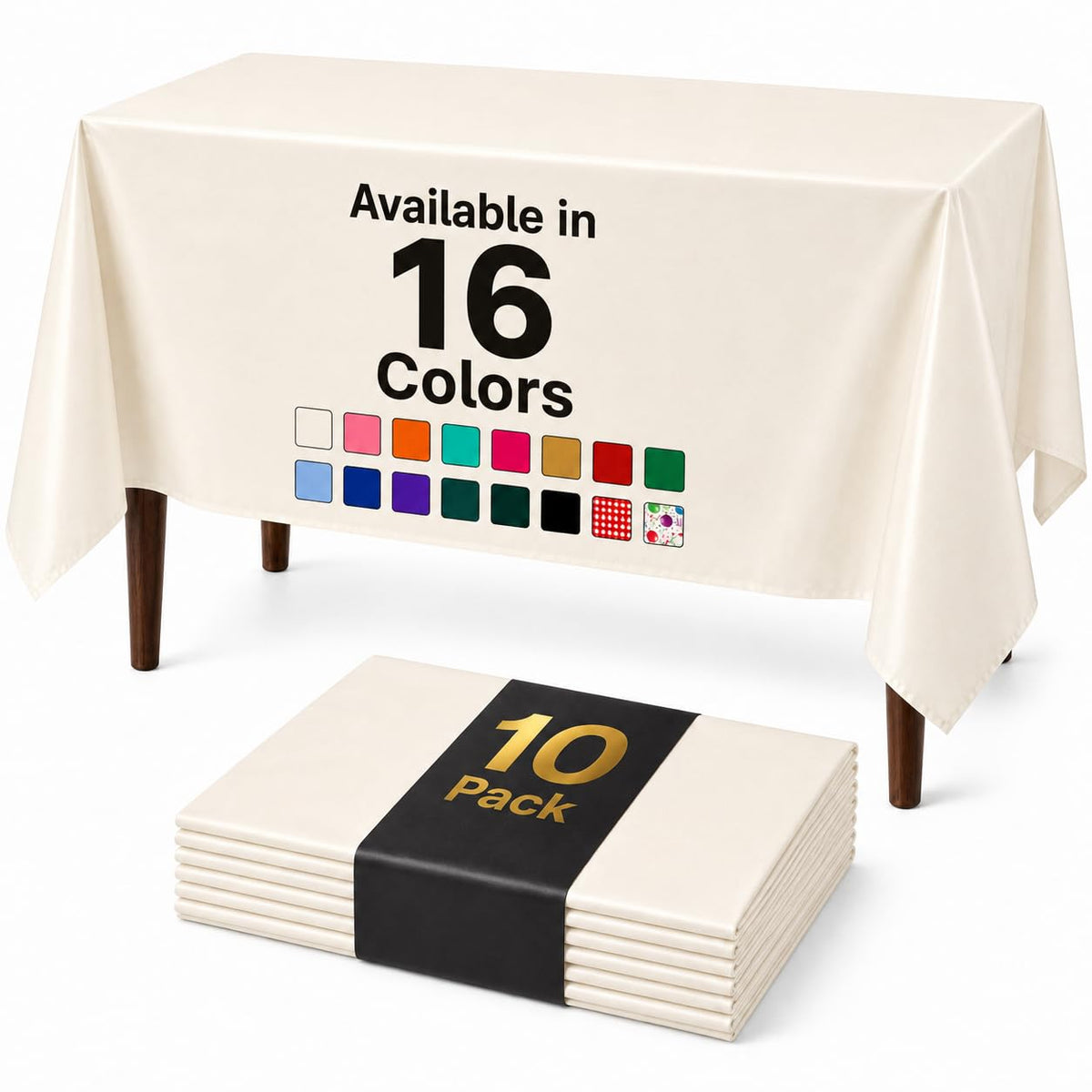 Auros 10-Pack White Plastic Tablecloths 54x108, Fits 6-8FT Rectangle Tables