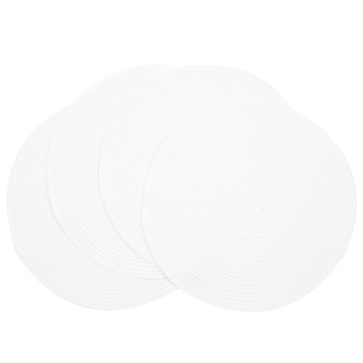 SHACOS Round Braided Placemats Set of 4 Dining Table Placemats 15 inch Circle Place Mats Easy to Clean Table Mats Indoor Outdoor, Blue Gray