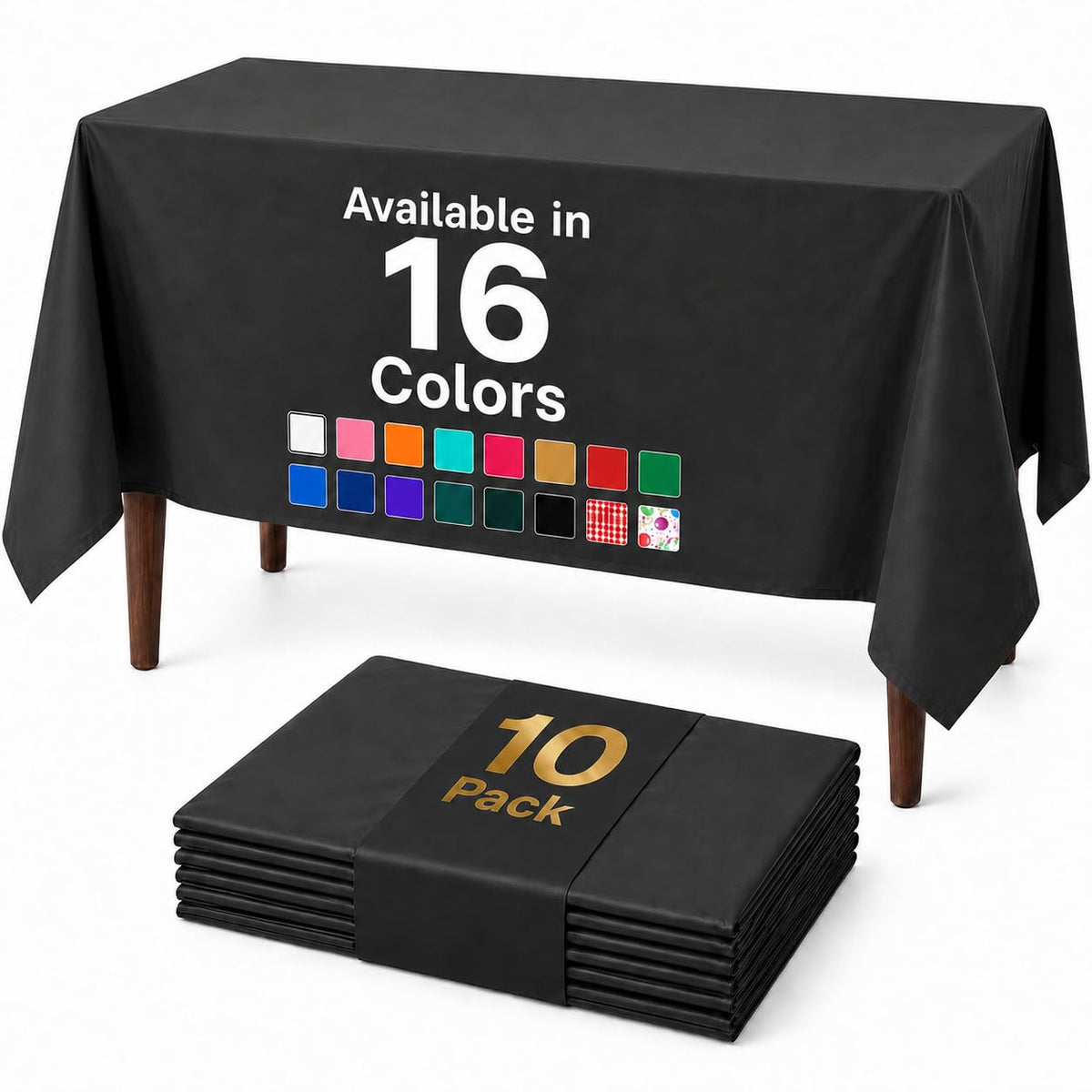 Auros 10-Pack White Plastic Tablecloths 54x108, Fits 6-8FT Rectangle Tables