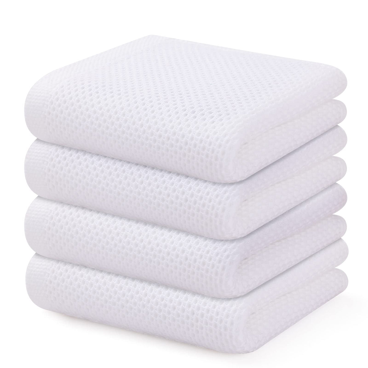 Kitinjoy 100% Cotton Waffle 6-Pack Kitchen Towels, 12" x 12", Dark Grey