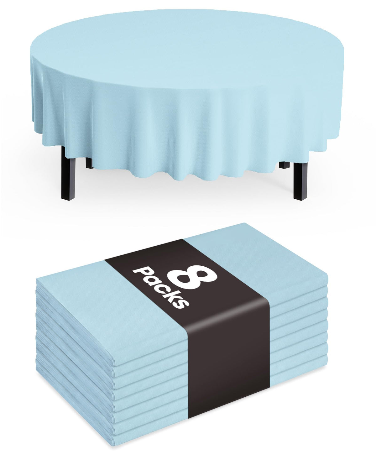 Pureegg Plastic Table Cloth Disposable 8 Pack, 54 x 108 Inch Table Cloths, Graduation Decorations Class of 2025, Graduation Party Tablecloths, Rectangle, Plastic Cover, Leakproof & Sturdy, Black