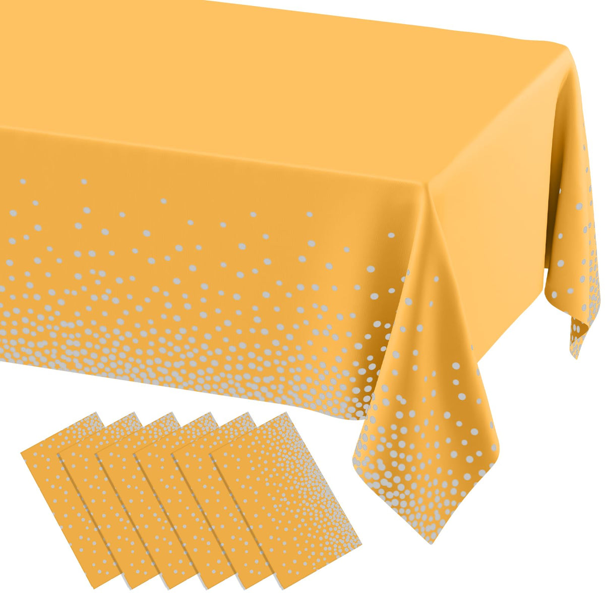 misaya 3 Packs Disposable Plastic Table Cloth, Gold Dots in White