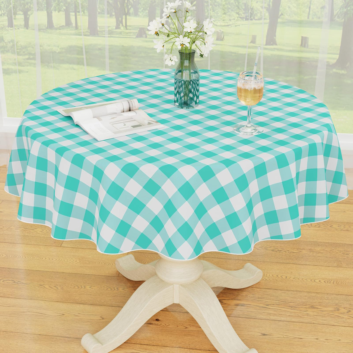 Smiry Fall Tablecloth, Flannel Backed Vinyl Table Cloth, 60"x84"