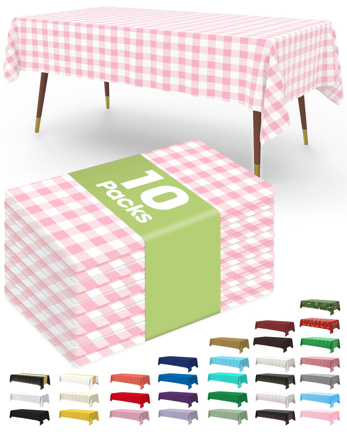 Pureegg Plastic Table Cloth Disposable 10 Pack, 54 x 108 Inch Table Cloths, Patriotic Decorations, Thanksgiving, Veterans Day Tablecloths, Rectangle, Plastic Cover, Leakproof & Sturdy, Navy Blue