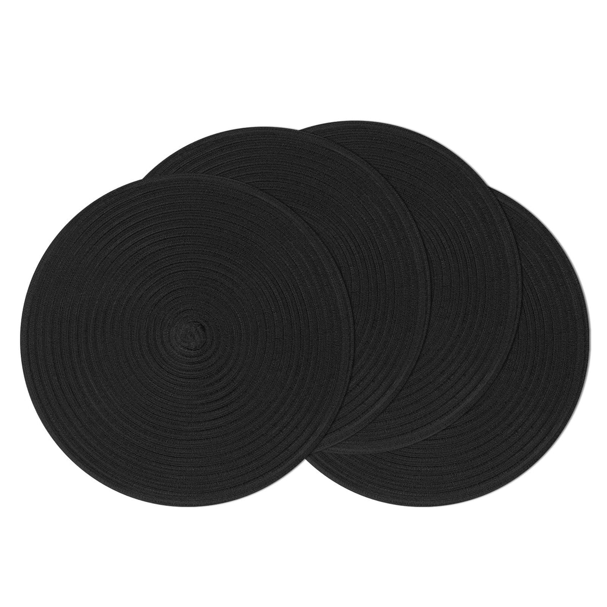SHACOS Round Braided Placemats Set of 4 Dining Table Placemats 15 inch Circle Place Mats Easy to Clean Table Mats Indoor Outdoor, Blue Gray