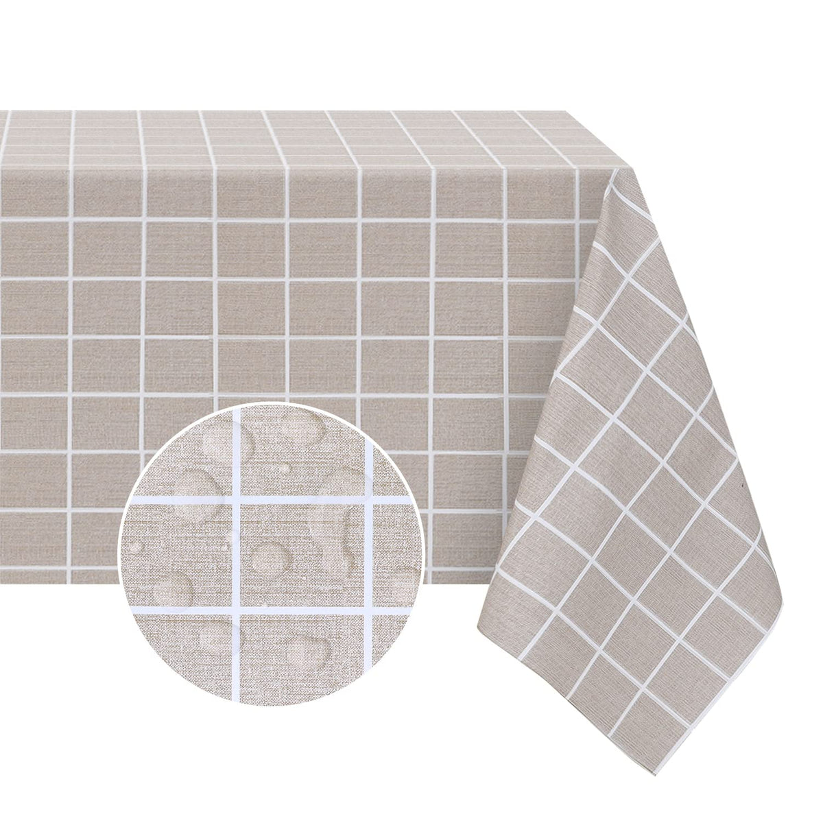 Romanstile Checkered Vinyl Tablecloth, Rectangle 54 x 78, Grey