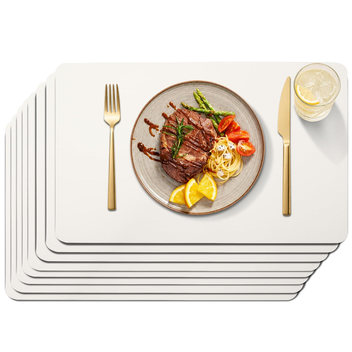 Maxpearl Faux Leather Placemats Set of 6, Easy to Clean, Grey