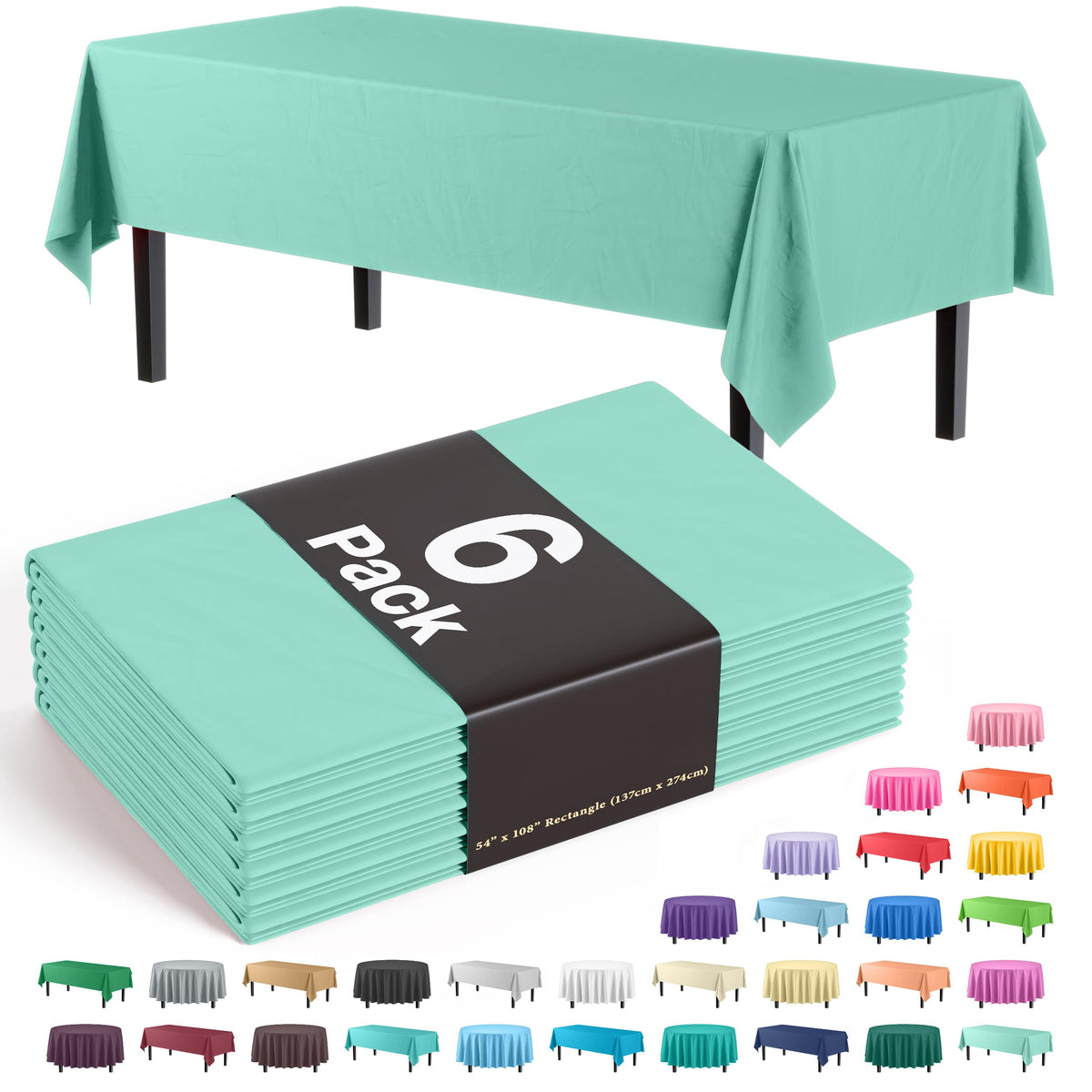 Exquisite Ivory Plastic Table Cloth Disposable 6 Pack - 54 x 108 Inch Rectangle Tablecloth for 6 Foot Tables - Waterproof Table Cover for Party Wedding Birthday Graduation BBQ Catering