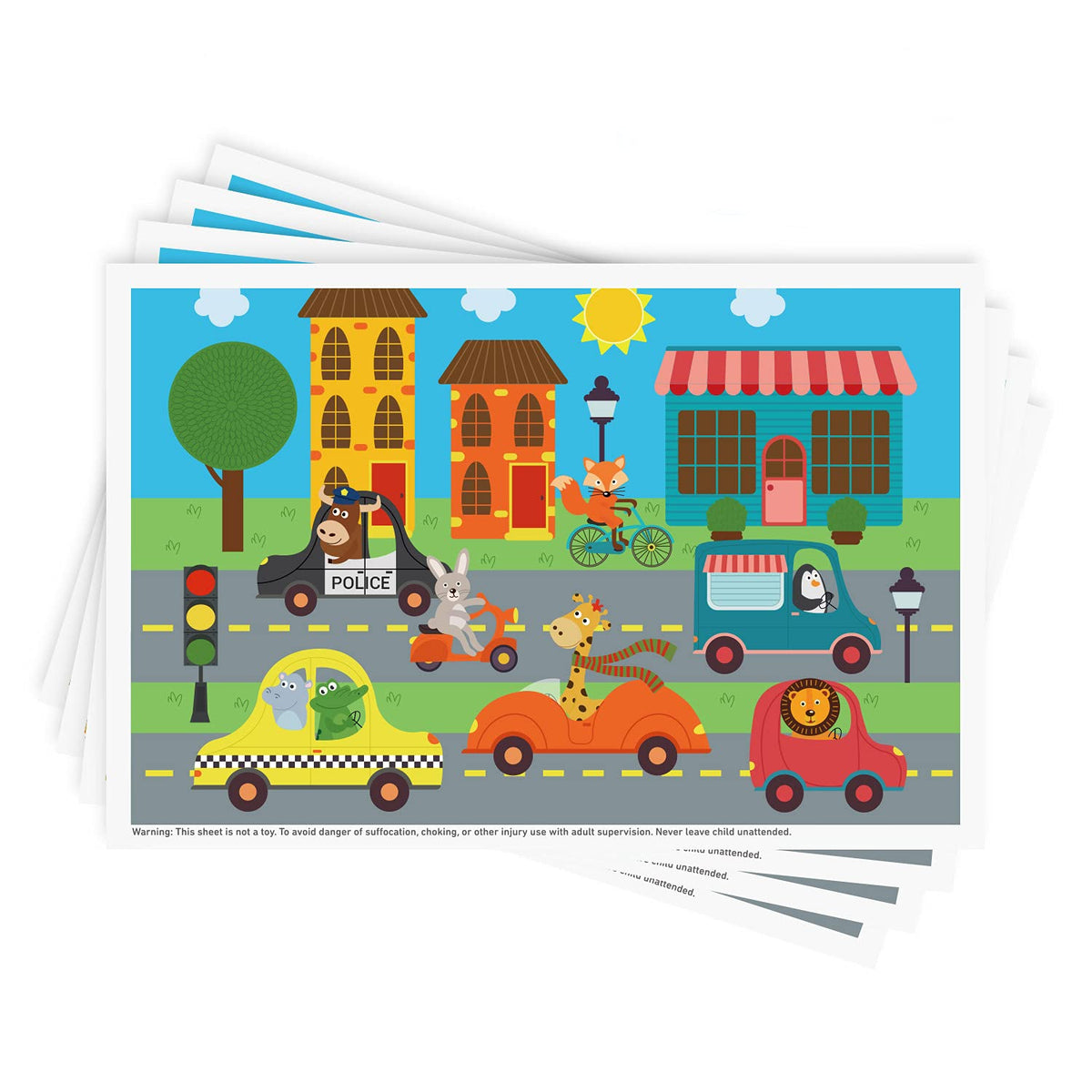 Babebay Disposable Stick-On Placemats for Baby, 40 Pack, Animal Alphabet