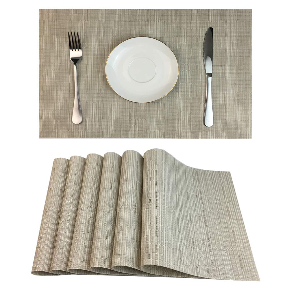 WAZAIGUR Placemats Set of 4 for Dining Table, 17.7" x 11.8", Orange