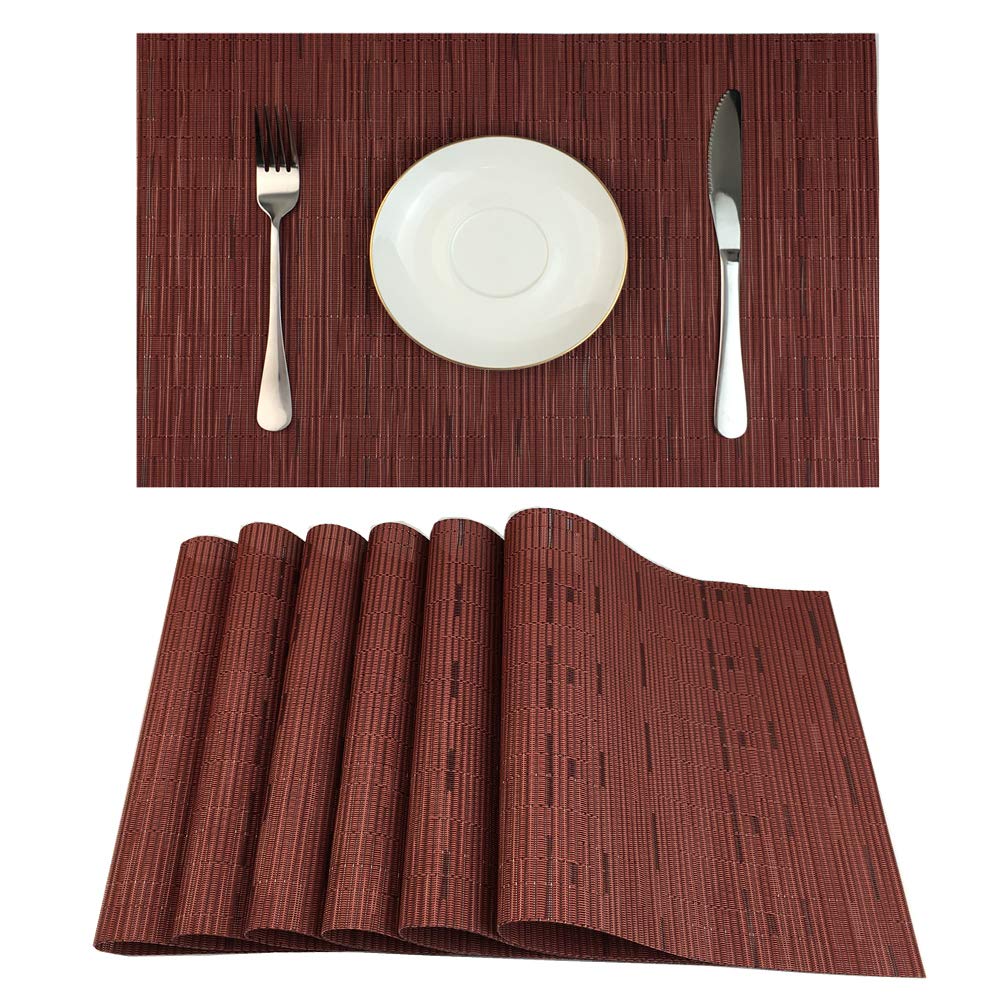 WAZAIGUR Placemats Set of 4 for Dining Table, 17.7" x 11.8", Orange
