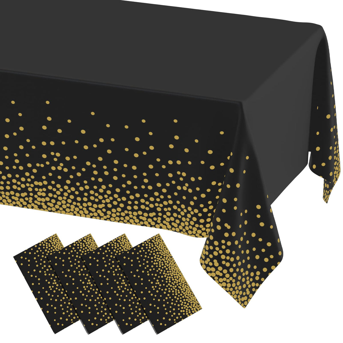 misaya 3 Packs Disposable Plastic Table Cloth, Gold Dots in White
