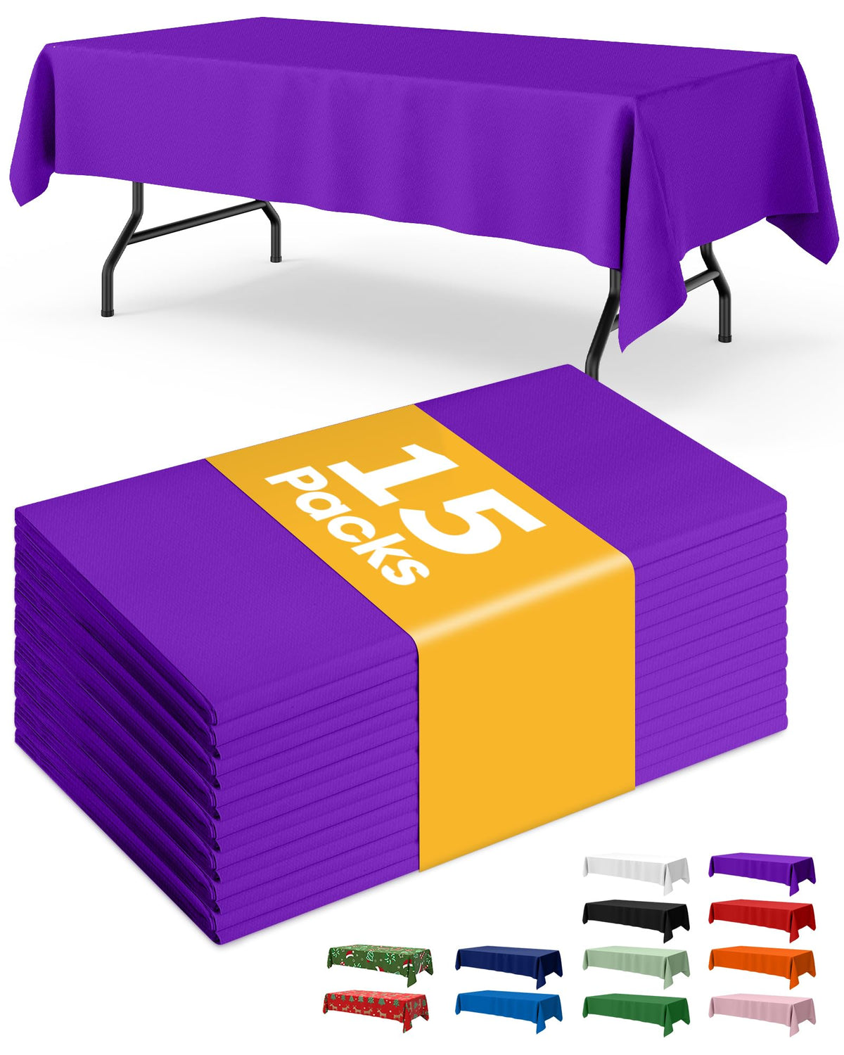Niuara White Plastic Table Cloth Disposable, 15 Pack, 54 x 108 in