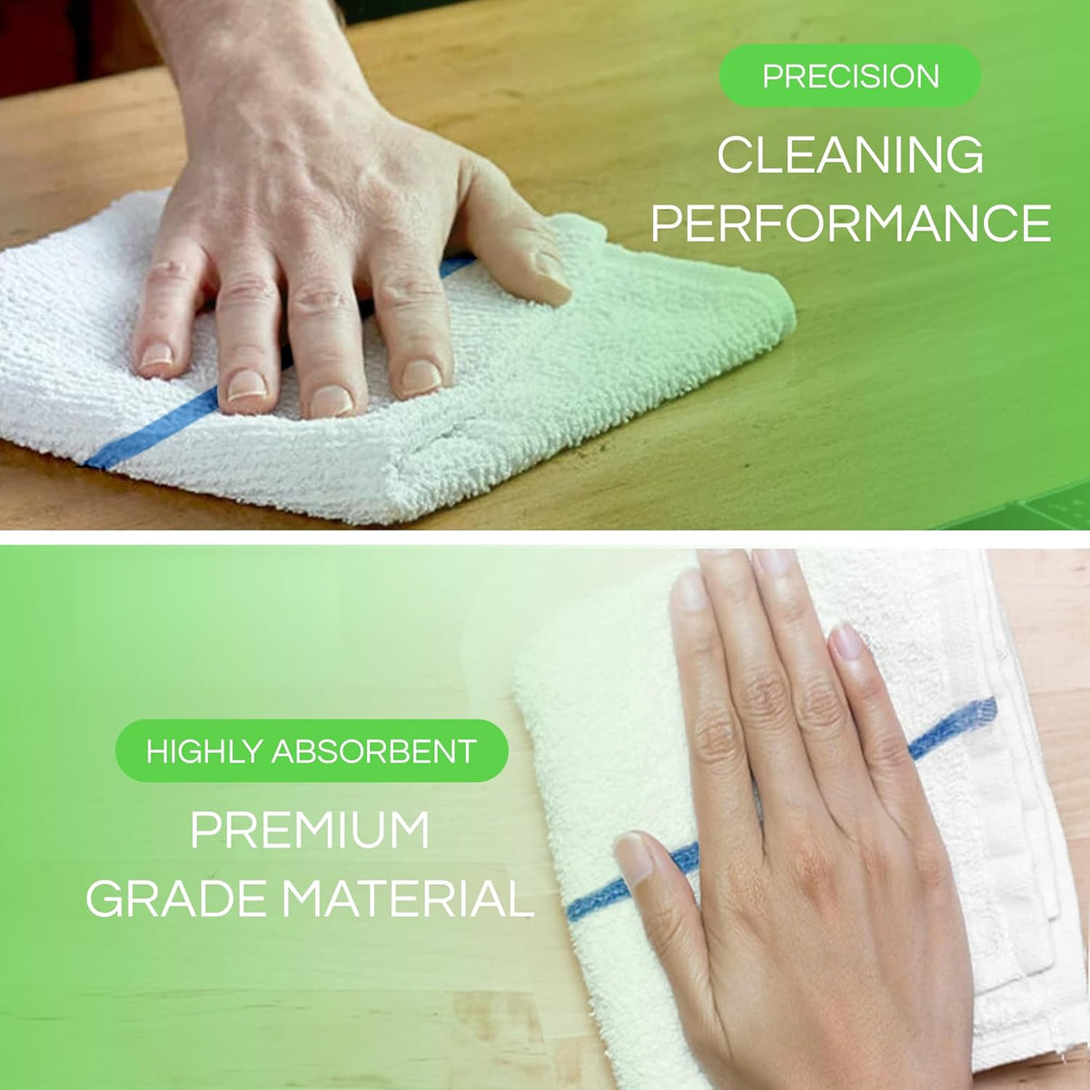 Towels N More 24 Pk 16x19 Cotton Kitchen Cleaning 30 Oz Bar Mop Towel Blue
