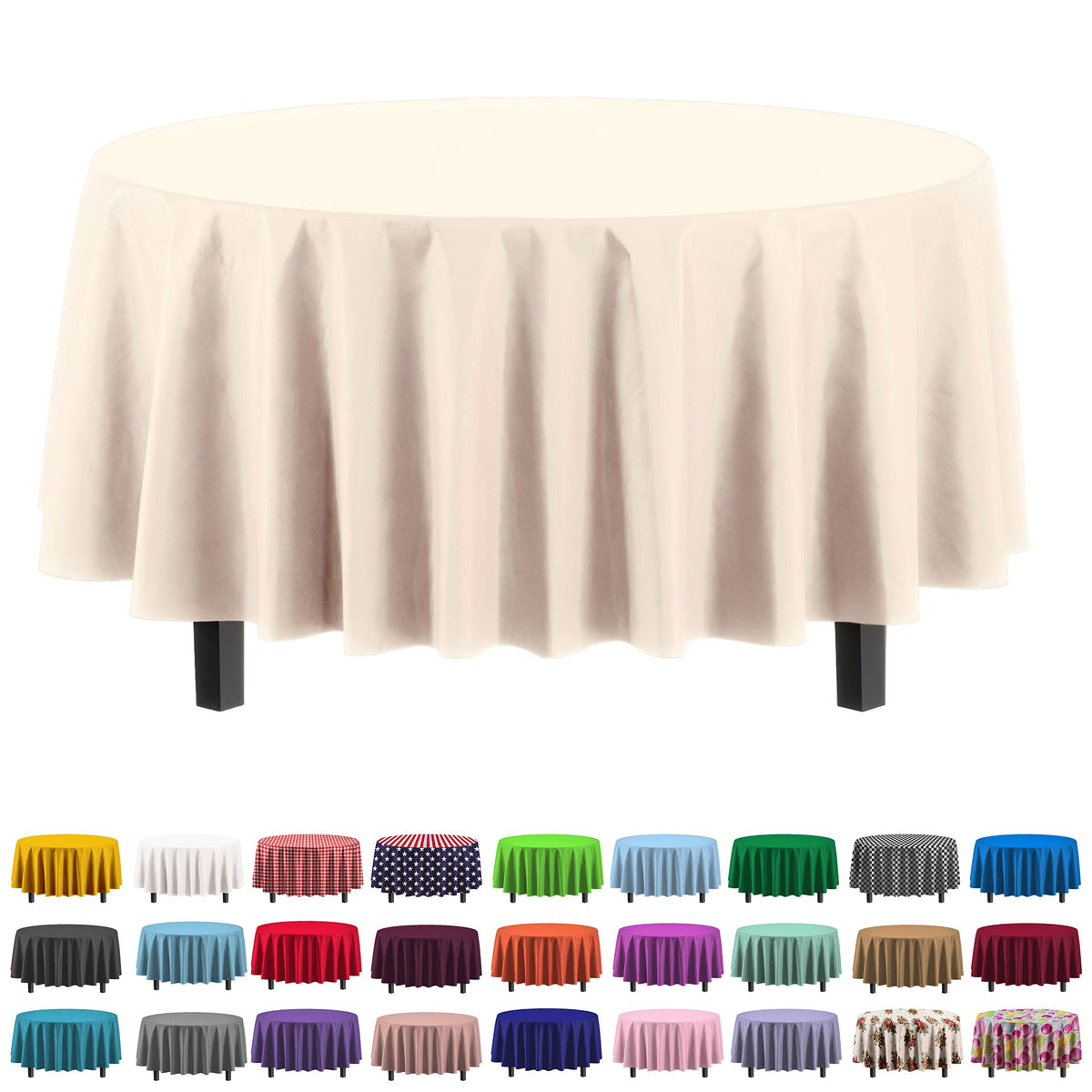 Exquisite Ivory Plastic Table Cloth Disposable 6 Pack - 54 x 108 Inch Rectangle Tablecloth for 6 Foot Tables - Waterproof Table Cover for Party Wedding Birthday Graduation BBQ Catering