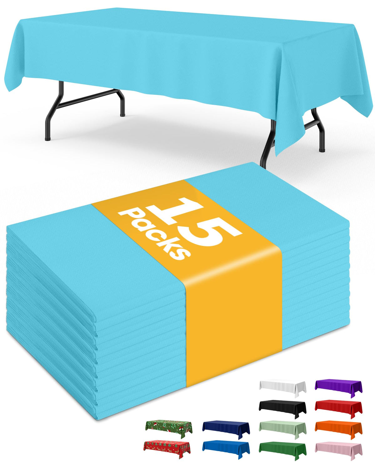 Niuara White Plastic Table Cloth Disposable, 15 Pack, 54 x 108 in