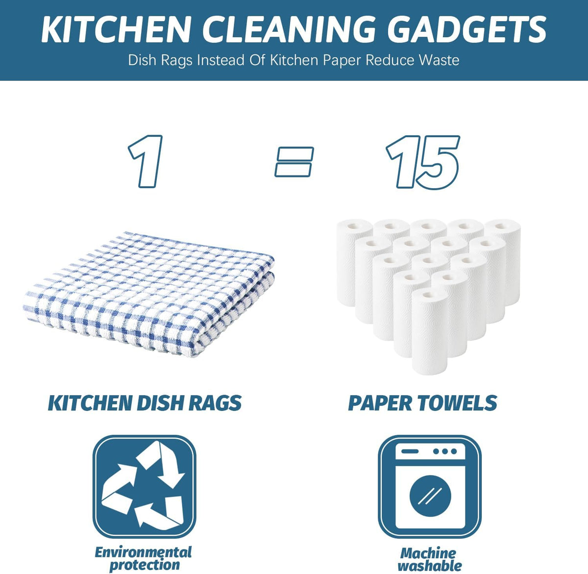 Nialnant 8 Pcs Kitchen Dish Rags,100% Cotton Soft Absorbent