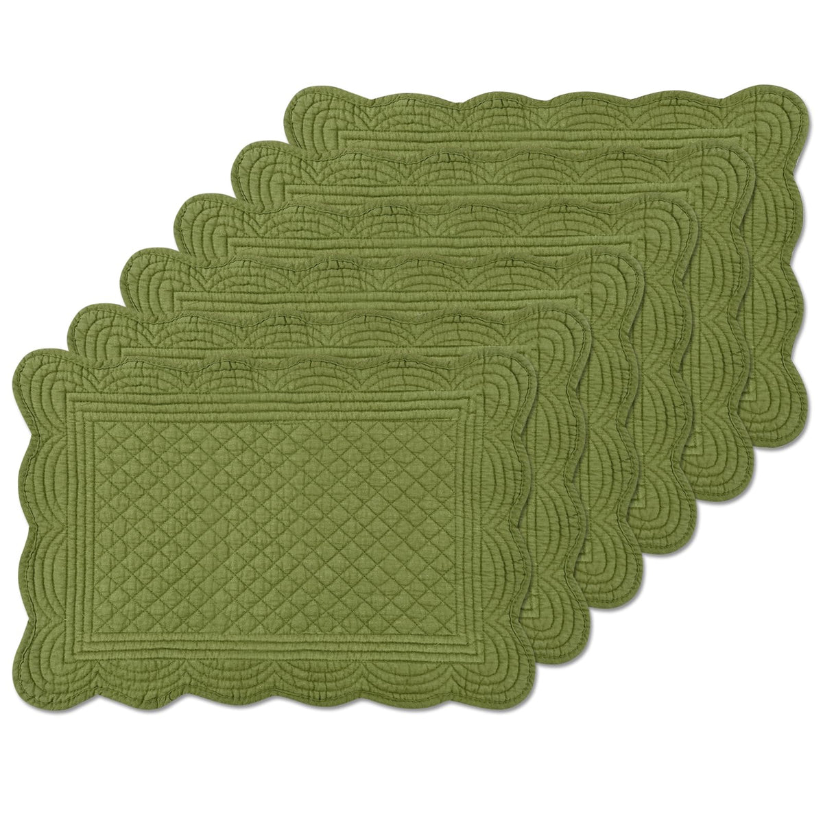6 PC Quilted Placemats, 18"X13"Extra Large Cotton Placemats Set of 6, 100% Cotton Fabric Washable Cloth Table Mats for Kitchen & Dining Table - Soft &Easy Clean(Flax, Rectangular)