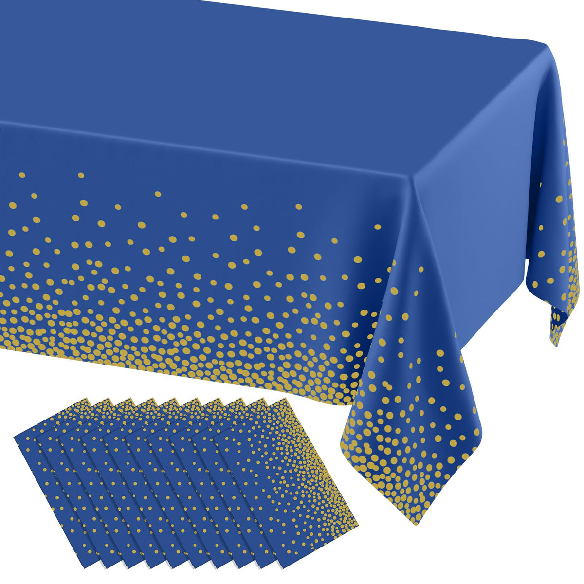 misaya 3 Packs Disposable Plastic Table Cloth, Gold Dots in White