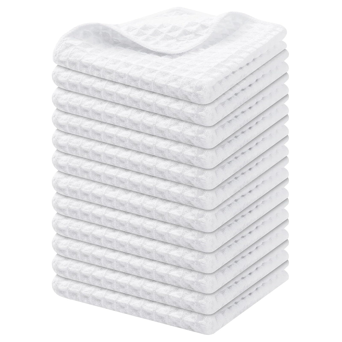 Homaxy Microfiber Waffle Weave Kitchen Dish Cloths, 6-Pack, White