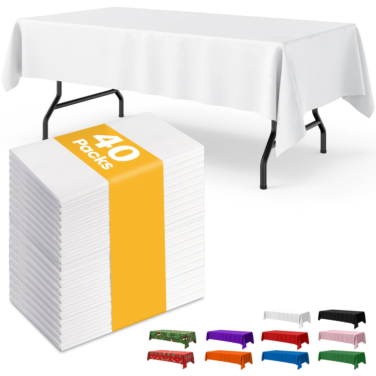 Niuara White Plastic Table Cloth Disposable, 15 Pack, 54 x 108 in