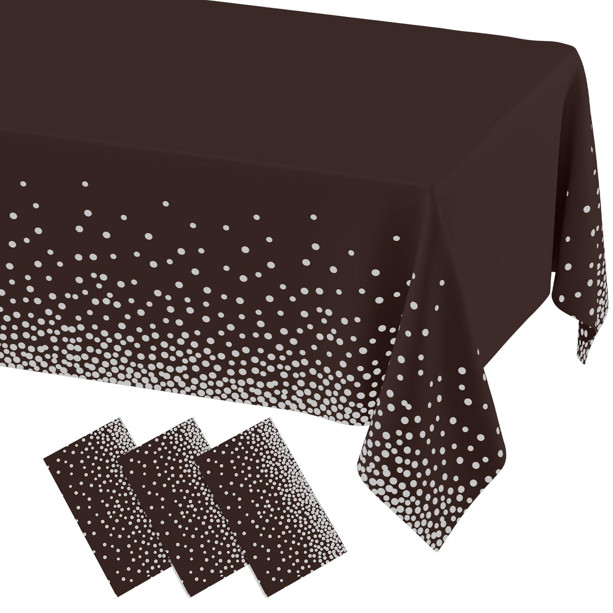 misaya 3 Packs Disposable Plastic Table Cloth, Gold Dots in White