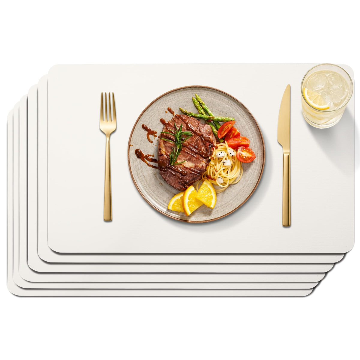 Maxpearl Faux Leather Placemats Set of 6, Easy to Clean, Grey
