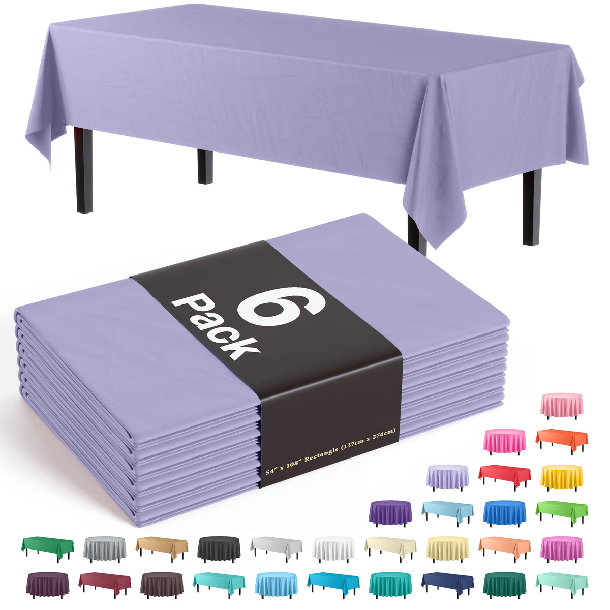 Exquisite Ivory Plastic Table Cloth Disposable 6 Pack - 54 x 108 Inch Rectangle Tablecloth for 6 Foot Tables - Waterproof Table Cover for Party Wedding Birthday Graduation BBQ Catering