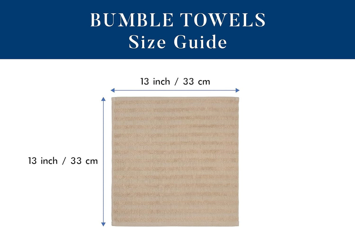Bumble Premium Dish Cloths 13"x13" (6 Pack) | 100% Natural Ring Spun Cotton | 400 GSM | Highly Absorbent & Soft |Yarn Dyed & Solid Dyed Terry Dish Cloth Set - Tan