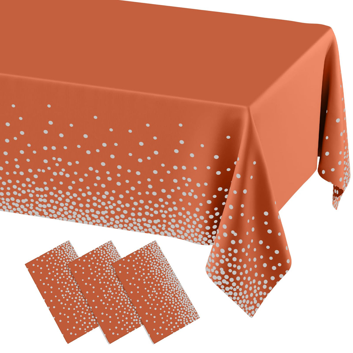 misaya 3 Packs Disposable Plastic Table Cloth, Gold Dots in White