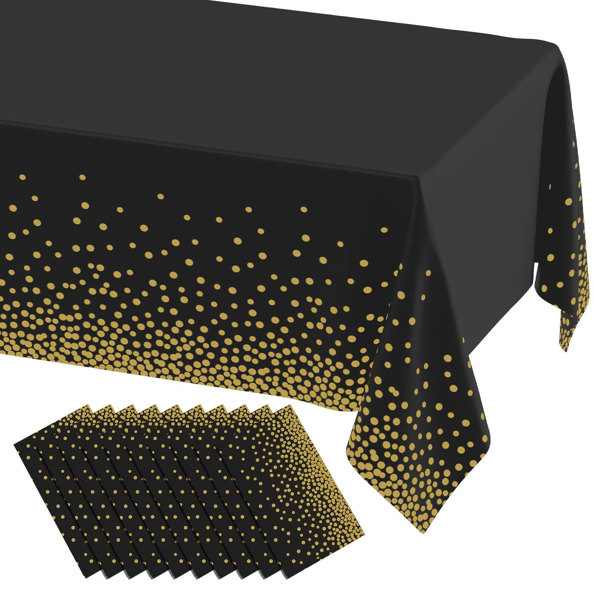 misaya 3 Packs Disposable Plastic Table Cloth, Gold Dots in White