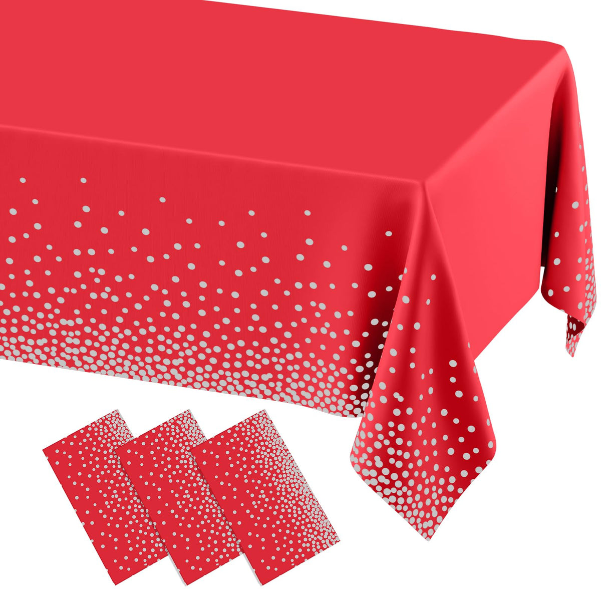 misaya 3 Packs Disposable Plastic Table Cloth, Gold Dots in White