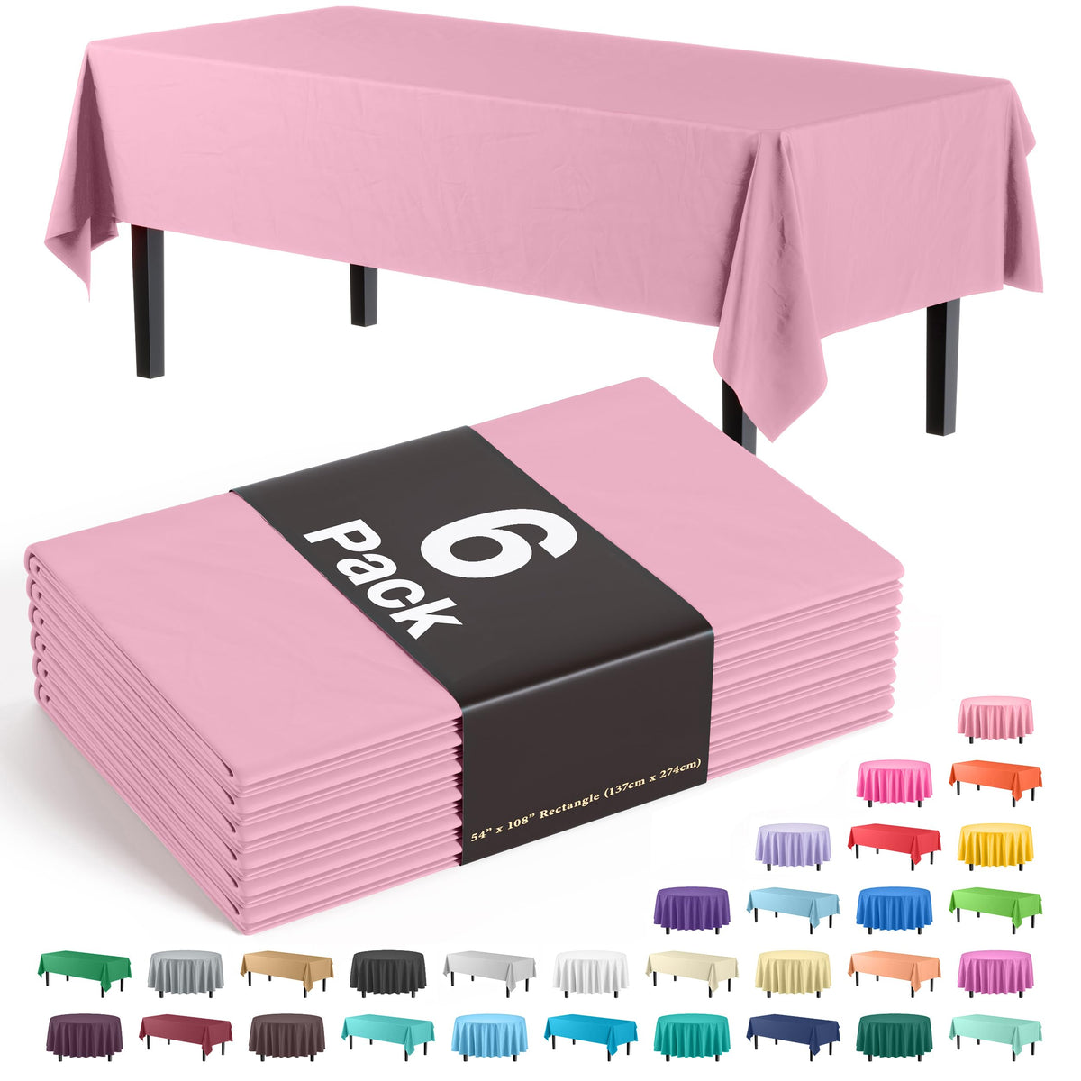 Exquisite Ivory Plastic Table Cloth Disposable 6 Pack - 54 x 108 Inch Rectangle Tablecloth for 6 Foot Tables - Waterproof Table Cover for Party Wedding Birthday Graduation BBQ Catering