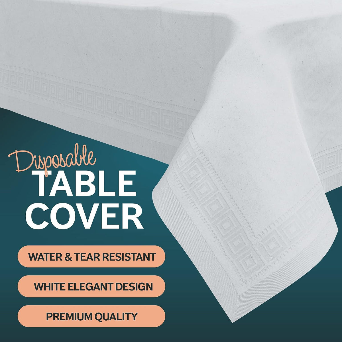 HOUZZKINGZ USA Paper Tablecloths for Rectangle Tables | 54” X 108” – 12 Pack | White Paper Disposable Tablecloth | 3-Ply Premium Paper & Plastic Table Cloths for Parties Disposable