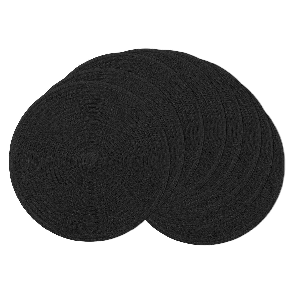 SHACOS Round Braided Placemats Set of 4 Dining Table Placemats 15 inch Circle Place Mats Easy to Clean Table Mats Indoor Outdoor, Blue Gray