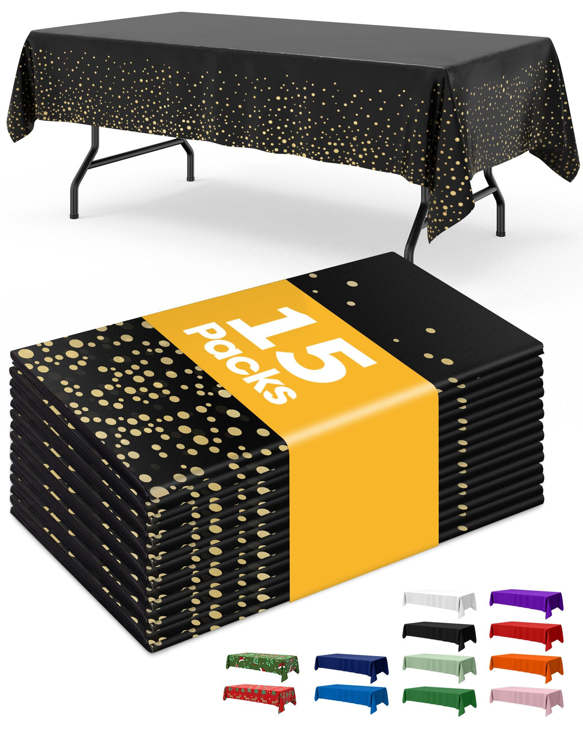 Niuara White Plastic Table Cloth Disposable, 15 Pack, 54 x 108 in