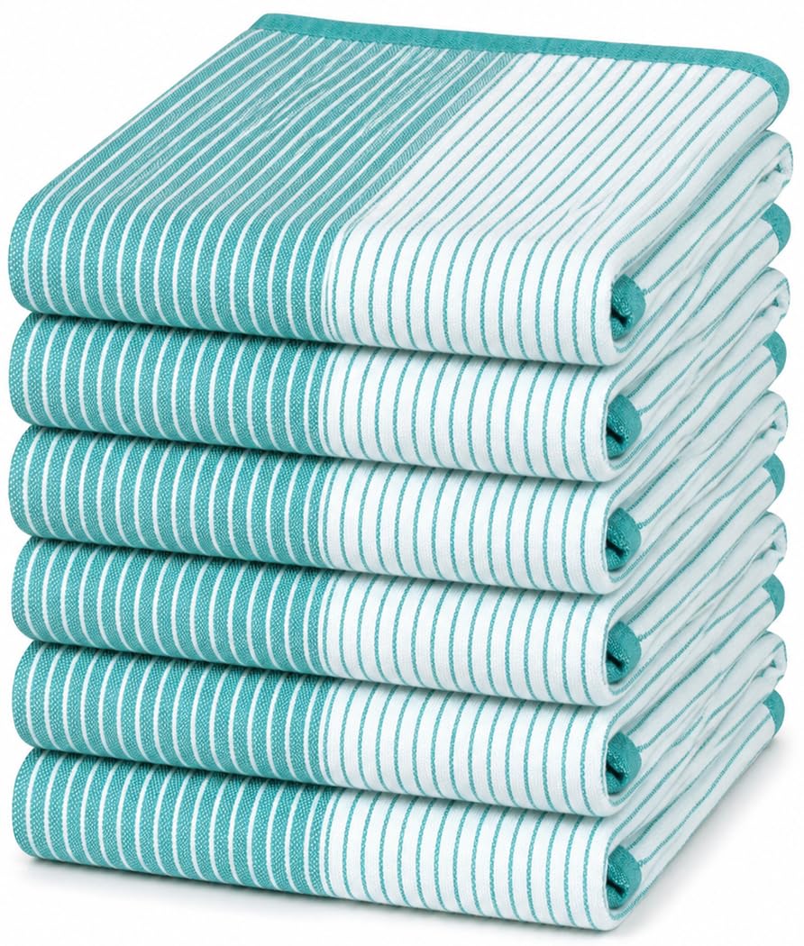 Bumble Premium Dish Cloths 13"x13" (6 Pack) | 100% Natural Ring Spun Cotton | 400 GSM | Highly Absorbent & Soft |Yarn Dyed & Solid Dyed Terry Dish Cloth Set - Tan