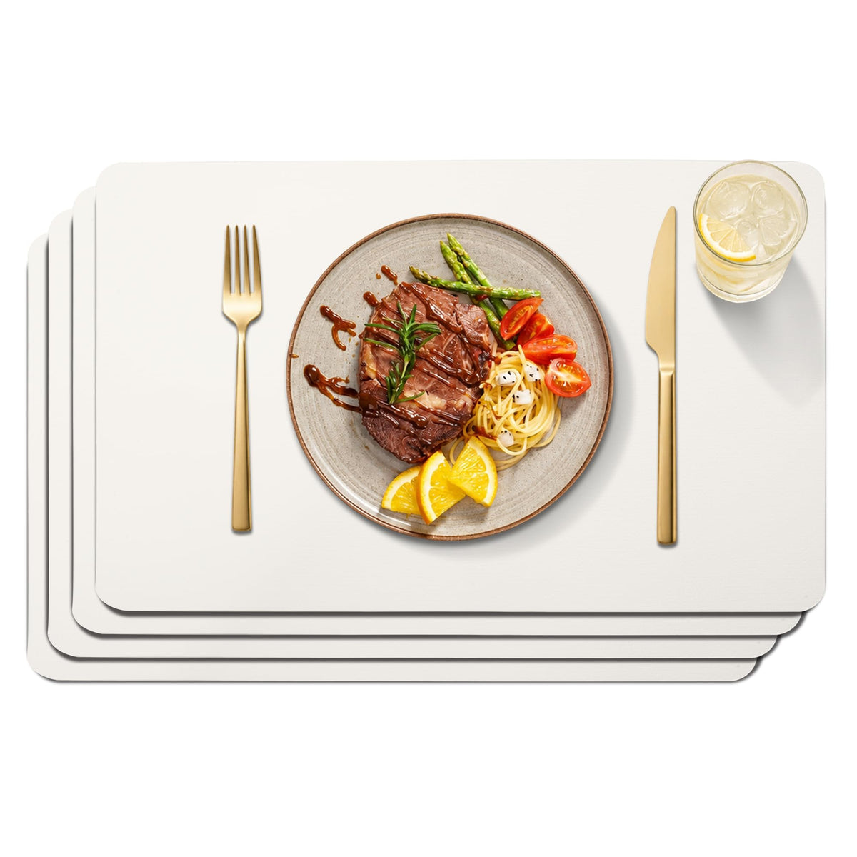 Maxpearl Faux Leather Placemats Set of 6, Easy to Clean, Grey